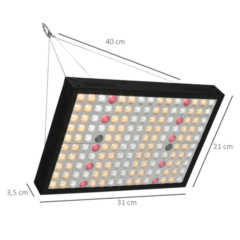 Rootz Pflanzenlampe – LED-dimmbare Wachstumslampe – Vollspektrum – Wachstumslampe mit 150 Stück – LEDs für Blumen, Gemüse, Zimmerpflanzen – Schwarz – 31 x 21 x 3,5 cm
