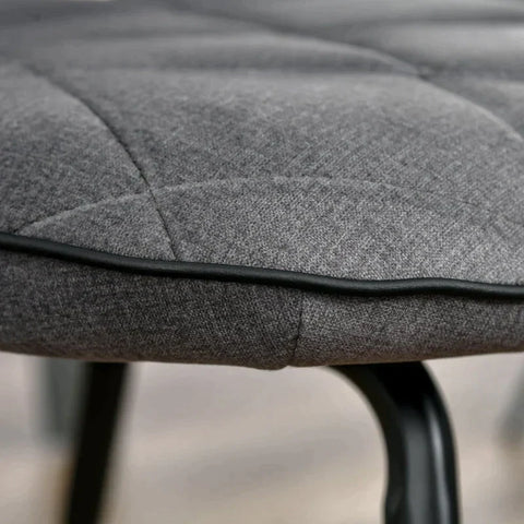 Rootz Set Van 2 Eetkamerstoelen - Keukenstoelen - Gestoffeerde Stoelen Met Rugleuning - Flanel Foam Steel - Grijs/Zwart - 47 x 62 x 91 cm