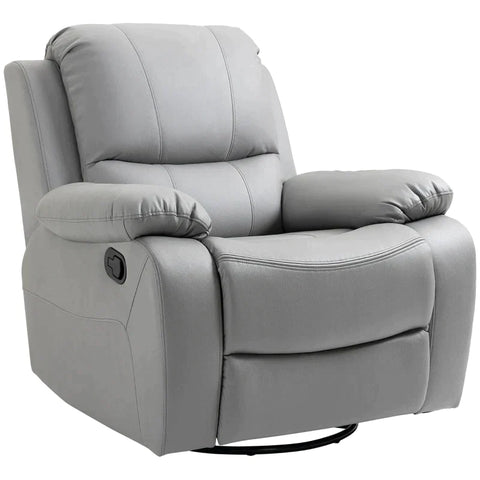 Rootz Relax Chair - Recliner - Tiltable Backrest - Rotatable Recliner - Rocker Function - With Footrest - Steel - Grey - 93 x 100 x 98Hcm