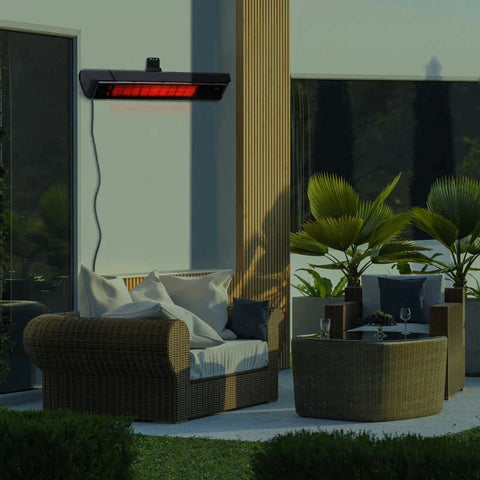 Rootz Infrared Heater - Electric Patio Heater - 6 Levels - No Glare with Remote Control - Aluminum - Black - 79 x 14 x 12 cm