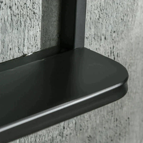 Rootz Wall Mirror - Modern Square Wall Mirror with Storage Shelf - Metal Frame - Rounded Edges - Black + Silver - 70cm x 10.2cm x 50cm