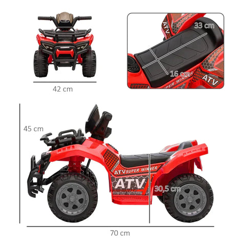 Rootz Kinder-Elektrofahrzeug – Mini-Elektro-Quad – Kindermotorrad – Elektro-ATV-Kinderwagen – Elektro-Quad für 18–36 Monate – Rot – 70 x 42 x 45 cm