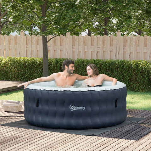 Rootz Jacuzzi – Spa-Pool – aufblasbarer Whirlpool für 4 Personen – Dunkelblau + Weiß – 180 L x 180 B x 68 H cm