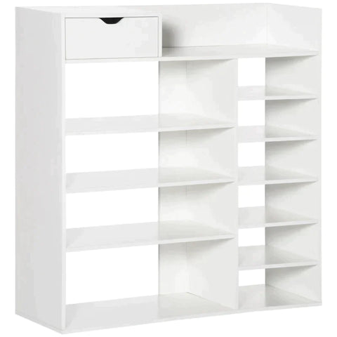 Rootz Shoe Cabinet - Shoe Cabinet With 1 Drawer For 18 Pairs Of Shoes - MDF - White - 88 x 30 x 93 cm
