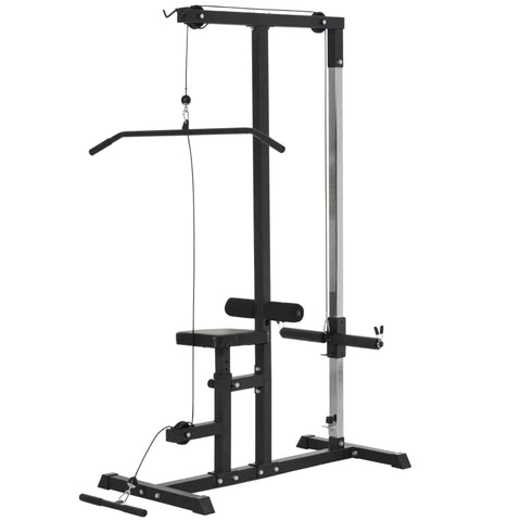 Rootz Kraftstation mit Seilzug – verstellbarer Sitz und Mehrfachkabel – Trainingsgerät für zu Hause – Fitness – Stahl – Schwarz – 107 x 120 x 190 cm