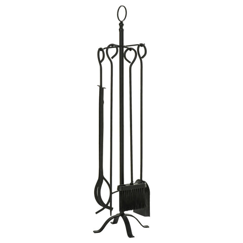 Rootz Kaminset – 5-teiliges Kaminset – praktisches Kaminset – Halterungsgestell – Schwarz – 20 cm x 20 cm x 82,5 cm