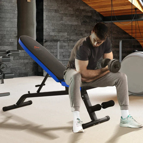 Rootz Weight Bench - Training Bench - Weight Bench For Full Body Training - Adjustable Multi-purpose Weight Bench - Black/Blue - 142 x 46 x 50-132 cm