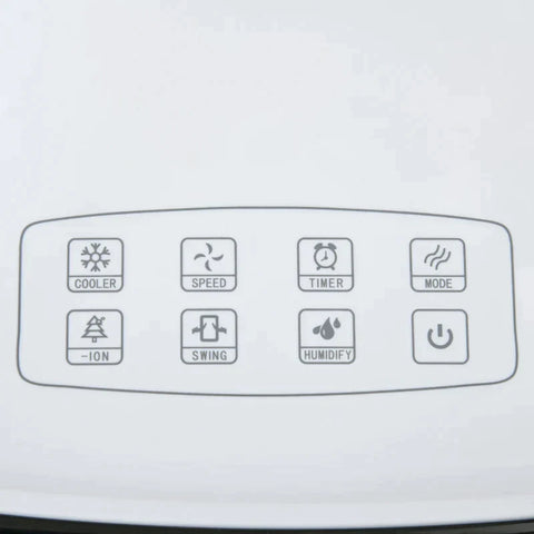 Rootz Air Cooler - Mobile Air Conditioner - With Air Humidification - Water Cooling Air Conditioner - 8h Timer Remote Control - White/Black - 38.2 x 31.6 x 76 cm
