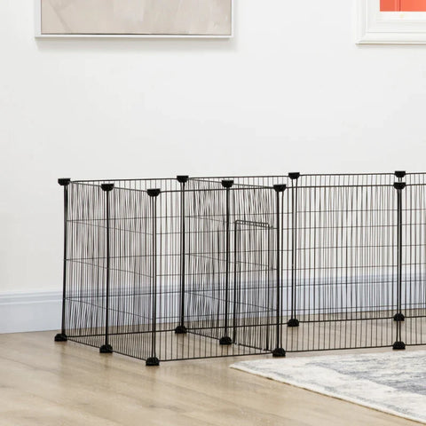 Rootz Small Animal Cages - Small Animal Run - Small Animal Enclosure - Modular Cage - Mesh Sheet - Plastic Connectors - Cable Tie - Black - 175cm x 70cm x 45cm