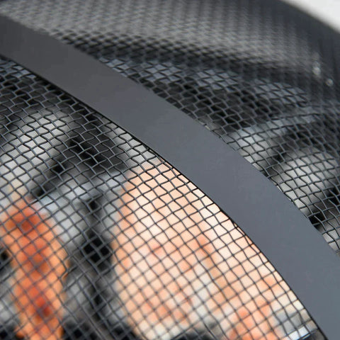 Rootz 2-in-1-Feuerstelle – Feuerstelle mit Funkenschutz – Feuerstelle mit Grillkochen – Grillrost – Garten – BBQ – Schwarz/Braun – Ф78 x 60H cm