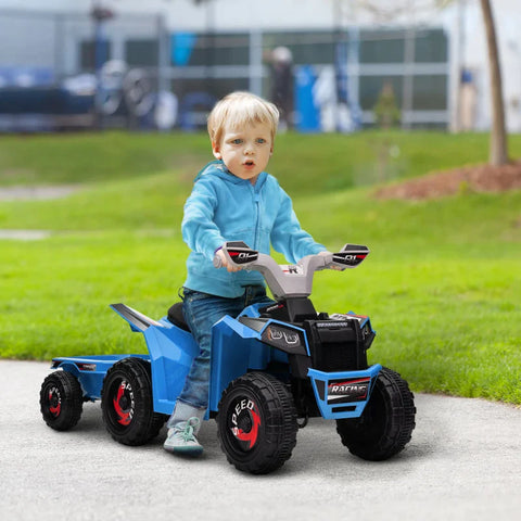 Rootz Children's Quad - Rechargeable - Electric vehicles - 2.5 Km/h - Trailer - 50 Min. Travel Time - Children 1.5 To 3 Years - Plastic - Blue - 106L x 41.5W x 48.5H cm