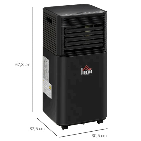 Rootz Mobile Air Conditioner - 4-in-1 Air Conditioner With Remote Control - 2 Speed Levels - LED Display - ABS - Black - 30.5 x 32.5 x 67.8 cm