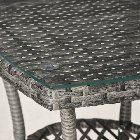 Rootz Rattan Garden Furniture Set With Side Table - Bistro Set - Balcony Furniture Set - Rattan Garden Set - Seating Set With Seat Cushion - Poly Rattan + Steel - Dark Grey - 60 x 58.5 x 89.5 cm