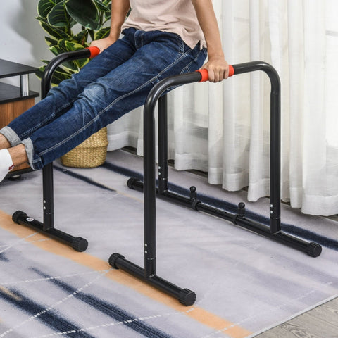 Rootz Dip-Ständer – Dip-Stangen – Push-Up-Dip-Station – verstellbares Fitness – Schwarz – 94–102 x 62 x 73 cm