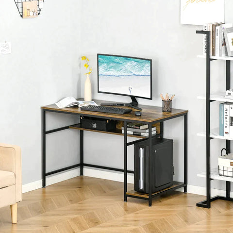 Rootz Schreibtisch – Computertisch – Schreibtisch, Schreibtisch – Arbeitsplatz mit Ablagefach – Spanplatte – Rustikales Braun – 120 cm x 60 cm x 75 cm