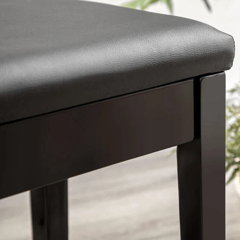 Rootz Pianobank - 1 Persoons - Gewatteerd - Rubberhout - Kunstleer - Stevige zitting - Houten poten - Zwart - 75L x 35B x 49H cm