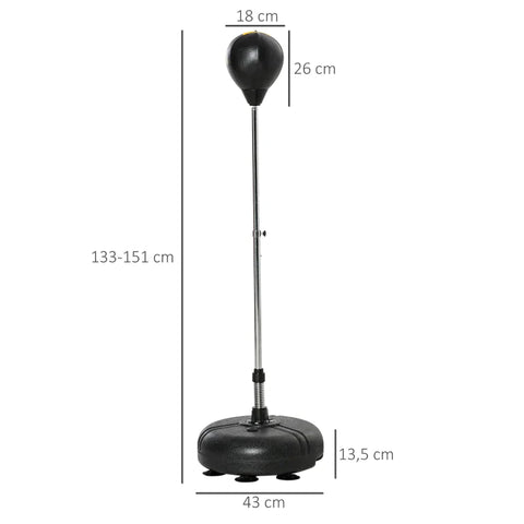 Rootz Punching Ball Set - Standing Box - Fitness Punching Bag Training Set - Height-adjustable With 1 Pair Of Gloves - Suitable For Professionals And Beginners - Black - 45L x 45W x 133-151H cm