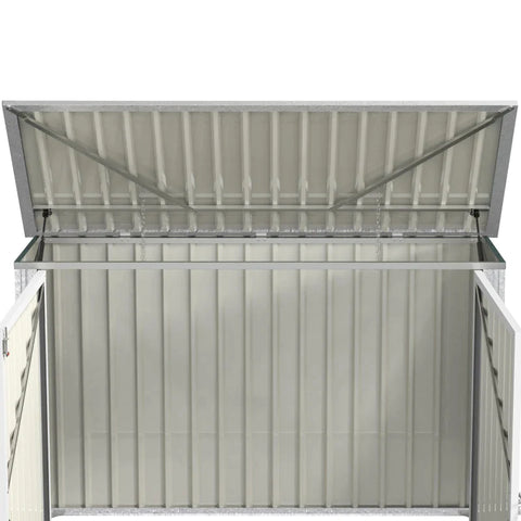 Rootz Garbage Can Box - Equipment Box - Garbage Box Store For 2 Garbage Cans - Lockable - Steel - Green - 178.5 x 104.5 x 128.5/113 cm