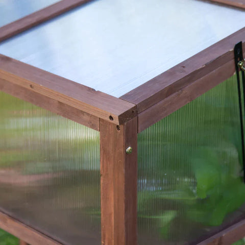 Rootz Hochbeet – Anzuchttisch – Kräuterbeet – Pflanzkasten für den Garten – Balkon und Terrasse – Tannenholz – PC-Platte – Braun – 90 x 50 x 93 cm