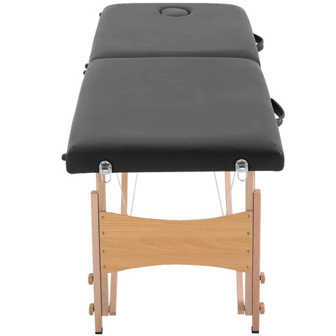 Rootz Massagetafel - Mobiele Massagetafel - In Hoogte Verstelbare Cosmetische Bank - Draagbare Spatafel - Professionele Massagetafel - Zacht En Comfort - Populierenhout - Zwart - 186 X 60 X 58-81 Cm