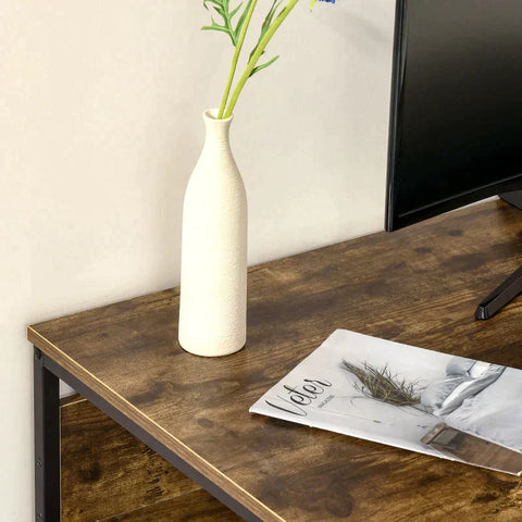 Rootz Schreibtisch – Computertisch – Schreibtisch, Schreibtisch – Arbeitsplatz mit Ablagefach – Spanplatte – Rustikales Braun – 120 cm x 60 cm x 75 cm