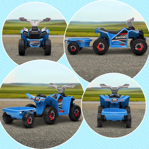 Rootz Children's Quad - Rechargeable - Electric vehicles - 2.5 Km/h - Trailer - 50 Min. Travel Time - Children 1.5 To 3 Years - Plastic - Blue - 106L x 41.5W x 48.5H cm