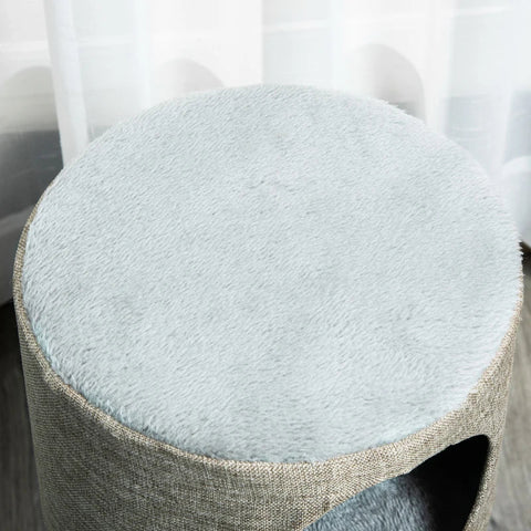 Rootz Scratching Post - Cat Tree - Cat Crate - Climbing Tree For Cats With Cat Ball - Grey - 30 x 30 x 50 cm