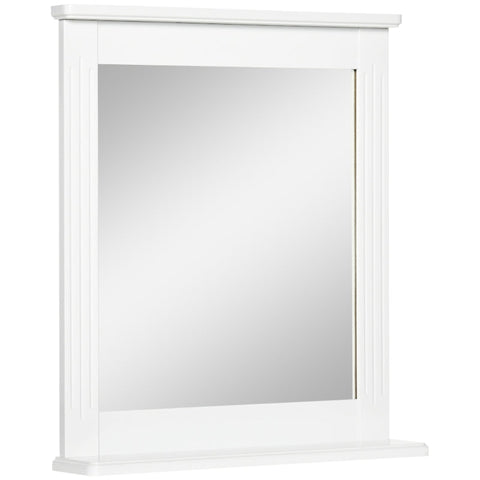 Rootz Wandspiegel – Badezimmerspiegel – Wandspiegel mit 1 Ablage – modernes Design – platzsparend – MDF – Glas – Weiß – 55 L x 12 B x 64 H cm